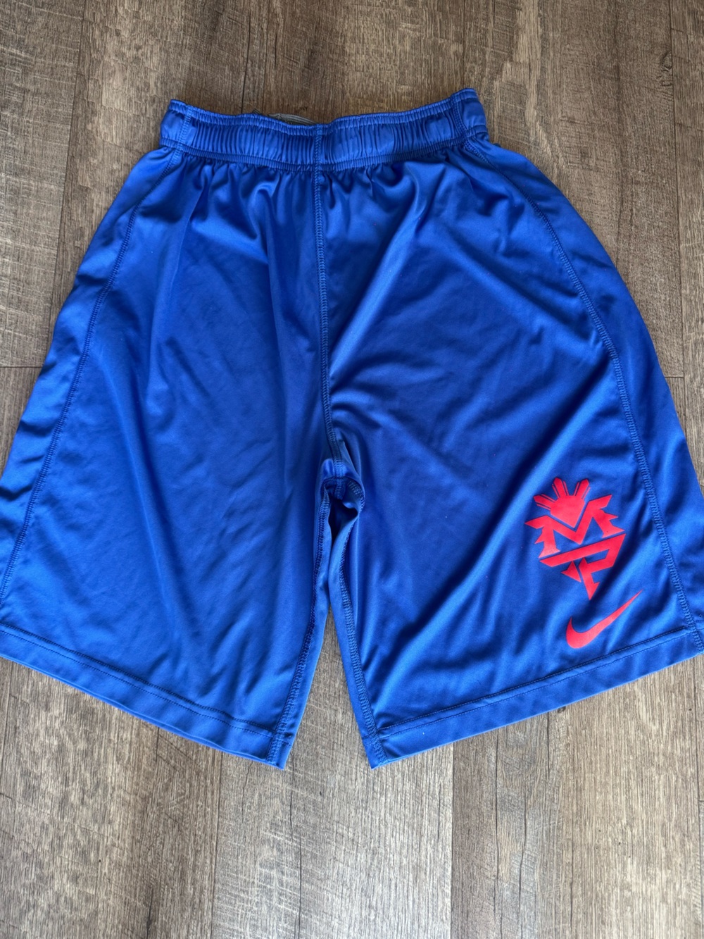 Nike Manny Pacquio Pac Man Mens Blue Red Swoosh Shorts Dri Fit Size Small